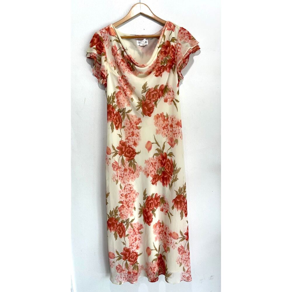 Chadwick's Y2k dress cowl neck floral retro romantic feminine coquet women 16